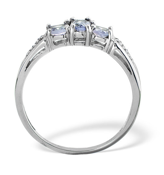 Tanzanite 0.59CT And Diamond 9K White Gold Ring